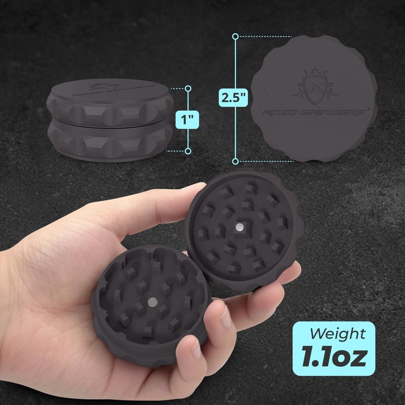 KOZO 2.5" Spice Grinder 2-Piece, Strong Grip By . (Black) - Image 2